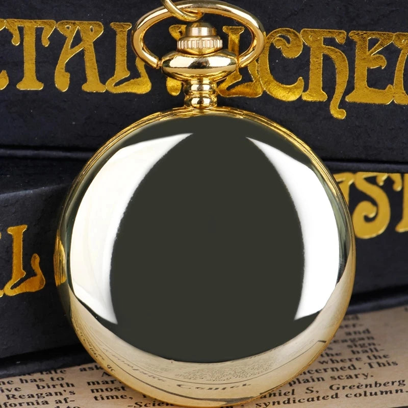 Luxury Gold Quartz Pocket Watch Gift Box Set For Family Fashion Casual Necklace Pendant Unisex Pocket&Fob Chain Watches with Box