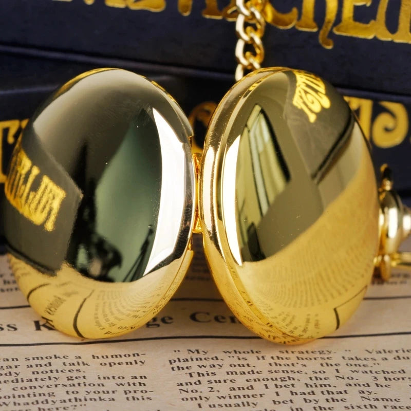 Luxury Gold Quartz Pocket Watch Gift Box Set For Family Fashion Casual Necklace Pendant Unisex Pocket&Fob Chain Watches with Box