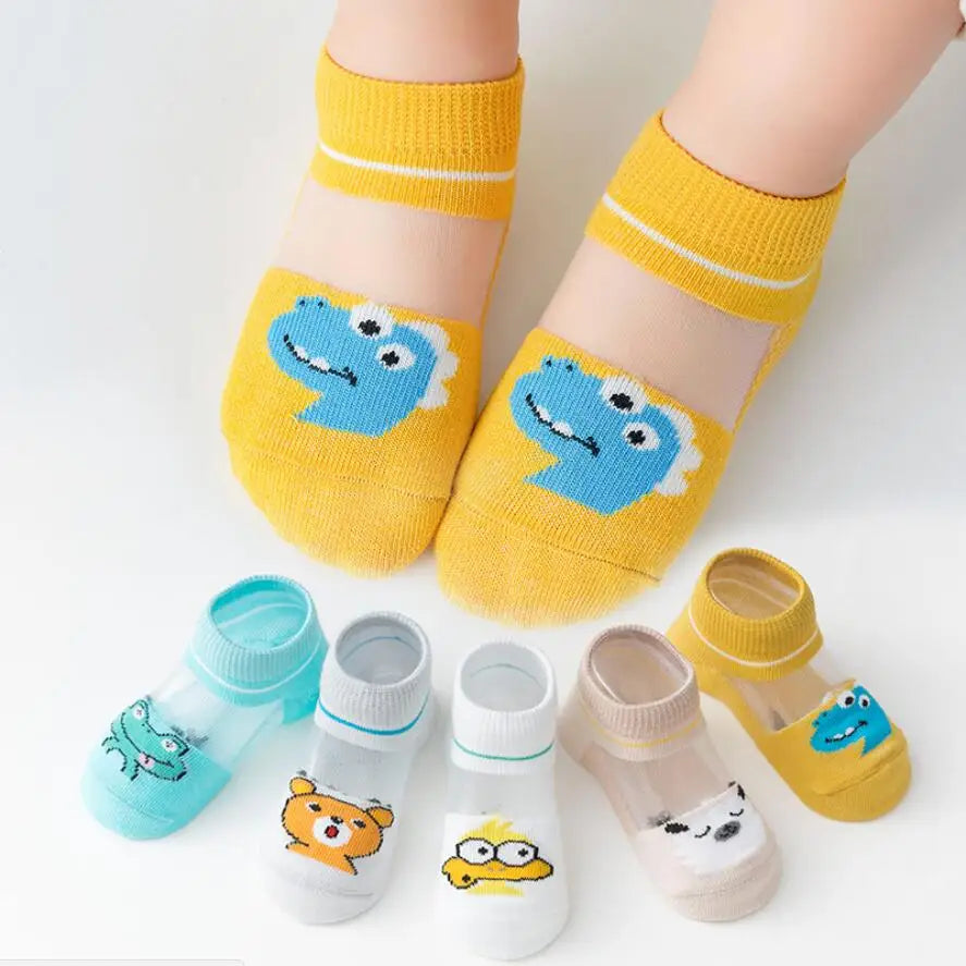 5 Pairs/Lot 0-5Yrs Baby Socks Summer Mesh Cotton Cartoon Animal Kids Socks Girls Cute Newborn Boy Toddler Socks Baby Accessories