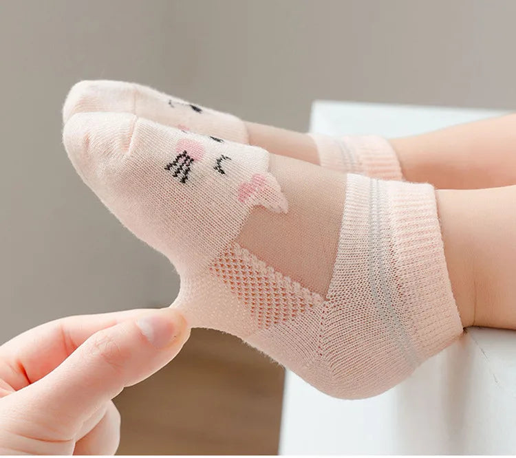 5 Pairs/Lot 0-5Yrs Baby Socks Summer Mesh Cotton Cartoon Animal Kids Socks Girls Cute Newborn Boy Toddler Socks Baby Accessories