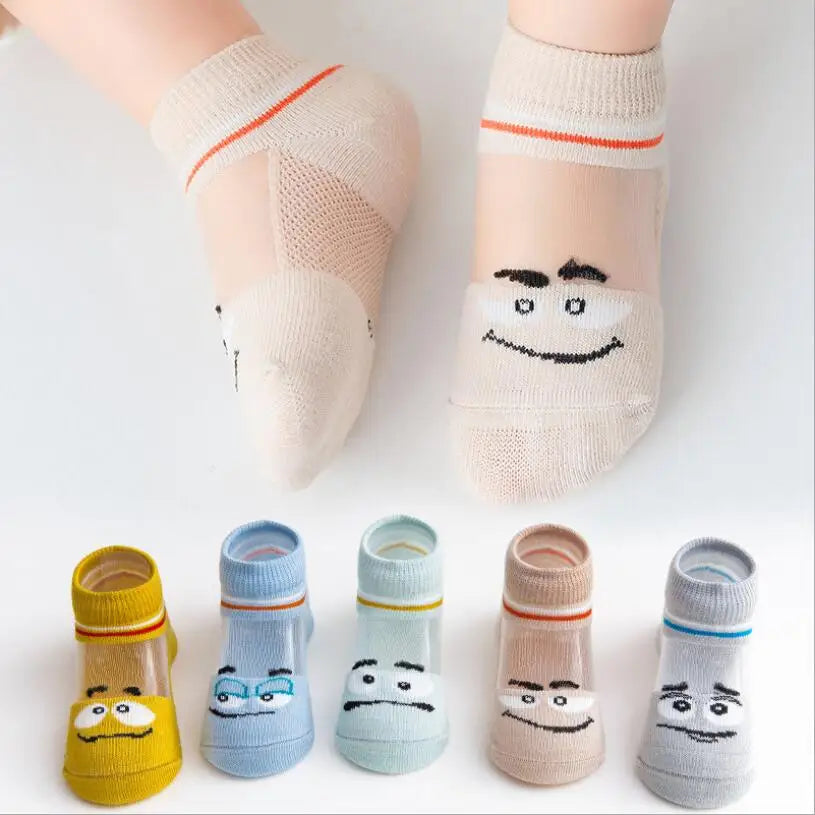 5 Pairs/Lot 0-5Yrs Baby Socks Summer Mesh Cotton Cartoon Animal Kids Socks Girls Cute Newborn Boy Toddler Socks Baby Accessories