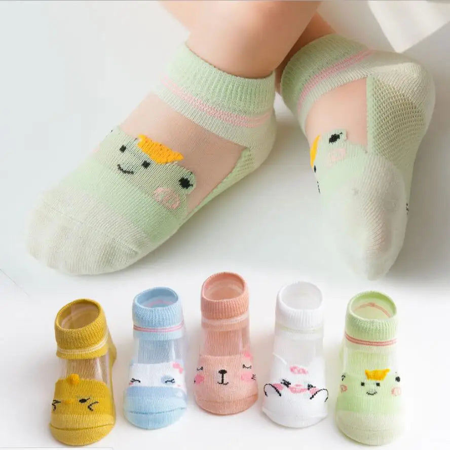 5 Pairs/Lot 0-5Yrs Baby Socks Summer Mesh Cotton Cartoon Animal Kids Socks Girls Cute Newborn Boy Toddler Socks Baby Accessories