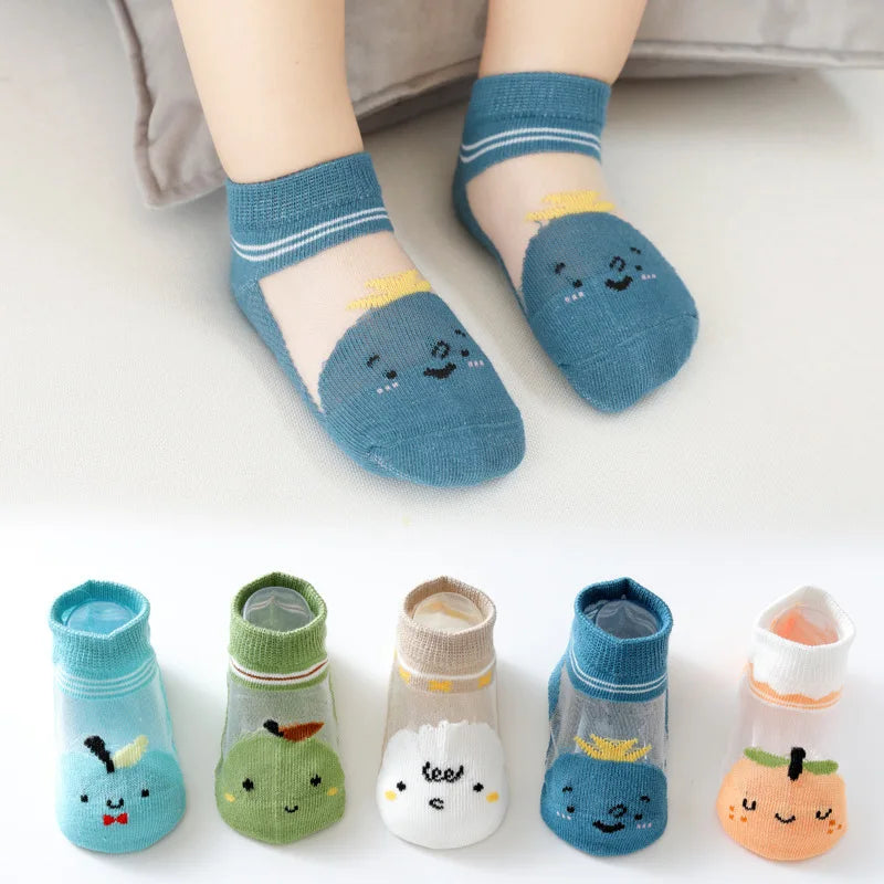 5 Pairs/Lot 0-5Yrs Baby Socks Summer Mesh Cotton Cartoon Animal Kids Socks Girls Cute Newborn Boy Toddler Socks Baby Accessories