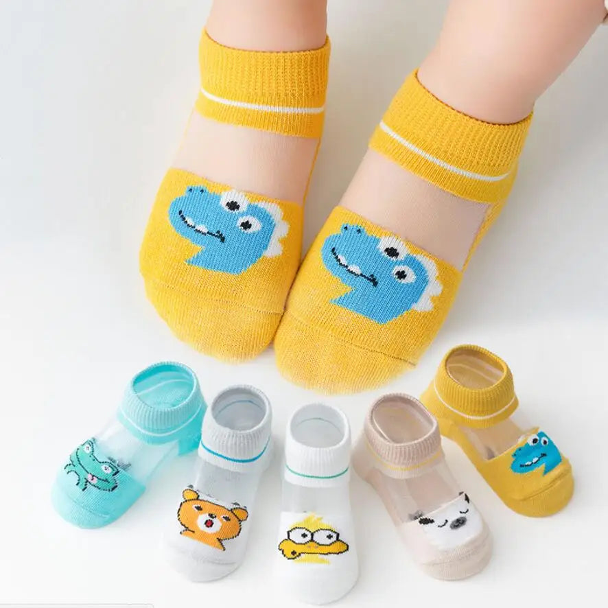 5 Pairs/Lot 0-5Yrs Baby Socks Summer Mesh Cotton Cartoon Animal Kids Socks Girls Cute Newborn Boy Toddler Socks Baby Accessories
