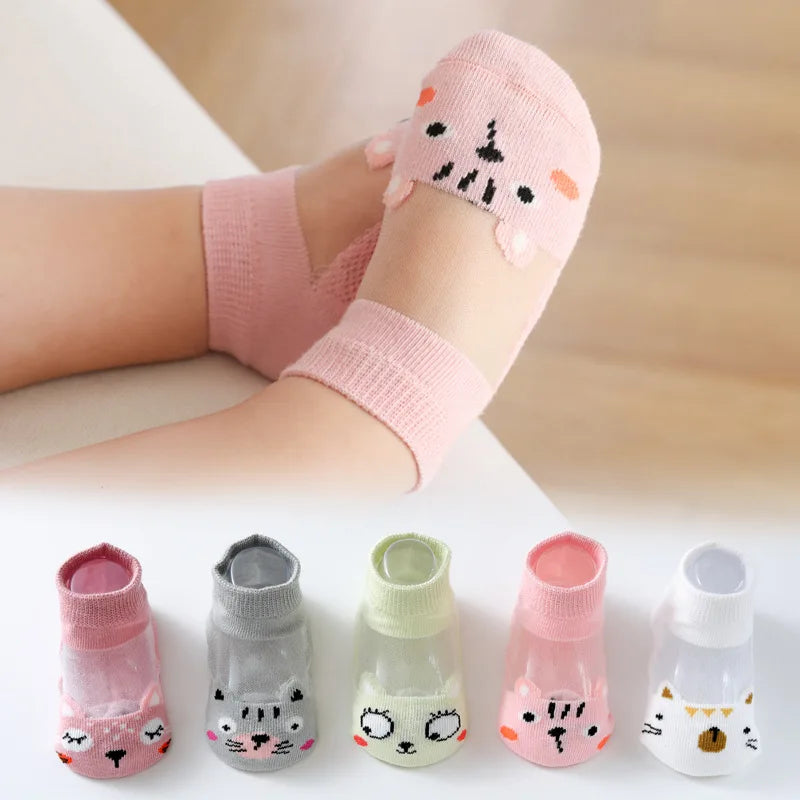 5 Pairs/Lot 0-5Yrs Baby Socks Summer Mesh Cotton Cartoon Animal Kids Socks Girls Cute Newborn Boy Toddler Socks Baby Accessories