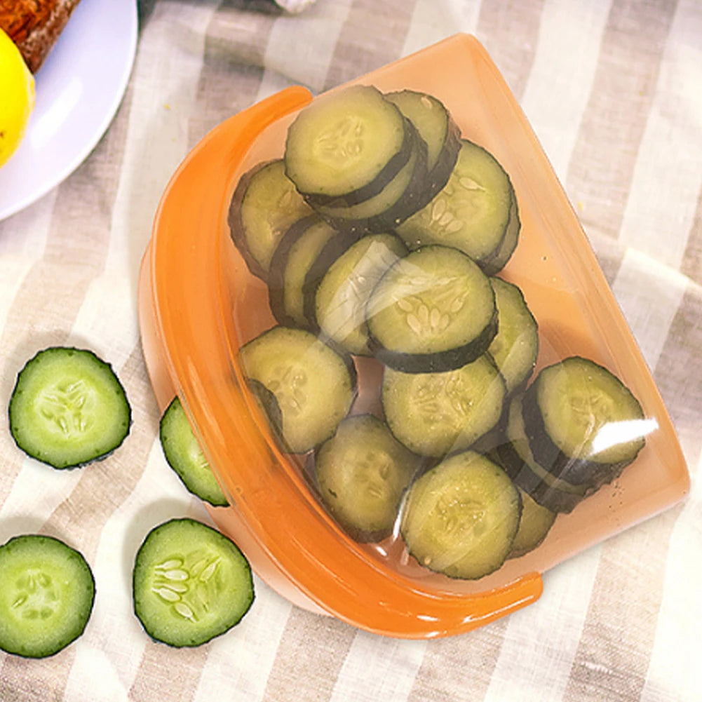 3/8 Pack Reusable Silicone Food Storage Bag Fresh-keeping Bag Leakproof Food Bags for Lunch Home Kitchen Fridge Organization