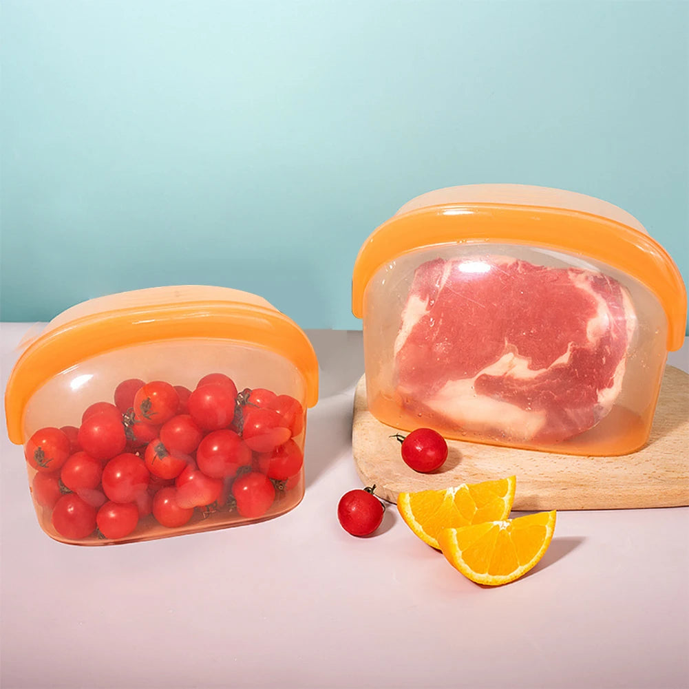 3/8 Pack Reusable Silicone Food Storage Bag Fresh-keeping Bag Leakproof Food Bags for Lunch Home Kitchen Fridge Organization