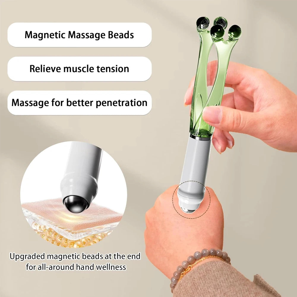 1/2PCS Finger Massager Roller with Stainless Steel Beads, Dual Head 360 Degree Rolling Design, 4 Sided Massager for Hand Relax