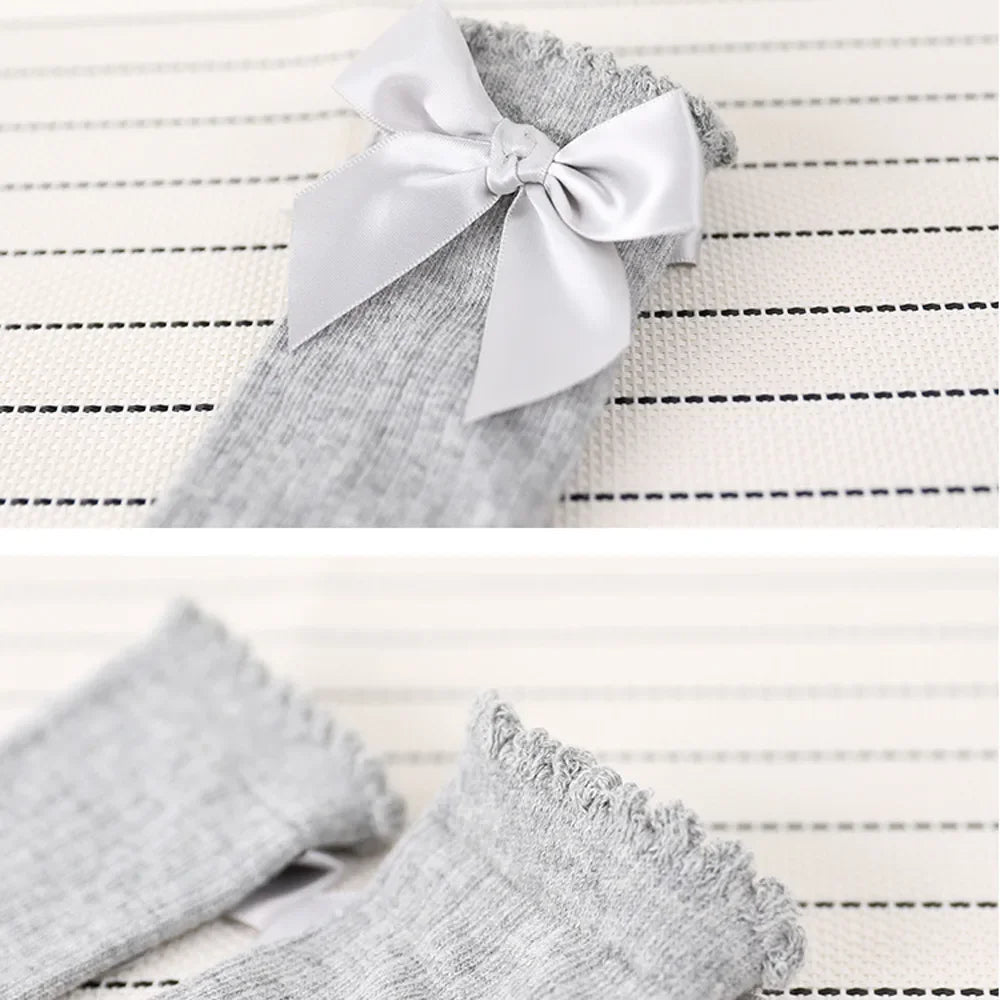 Knee High Socks Girl Long Soft Cotton Lace Baby Socks Kids Socks Meias Princess 2020 New Toddlers Girls Big Bow Children Cartoon