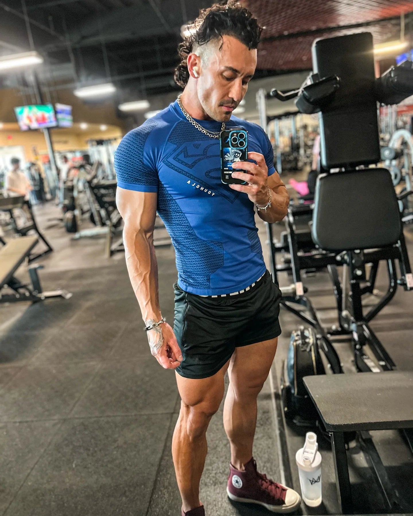 2025 New style Men's High Elastic Quick Dry Sports Shark T-Shirt Tight Workout Breathable Summer Gym Trendy Short sleev