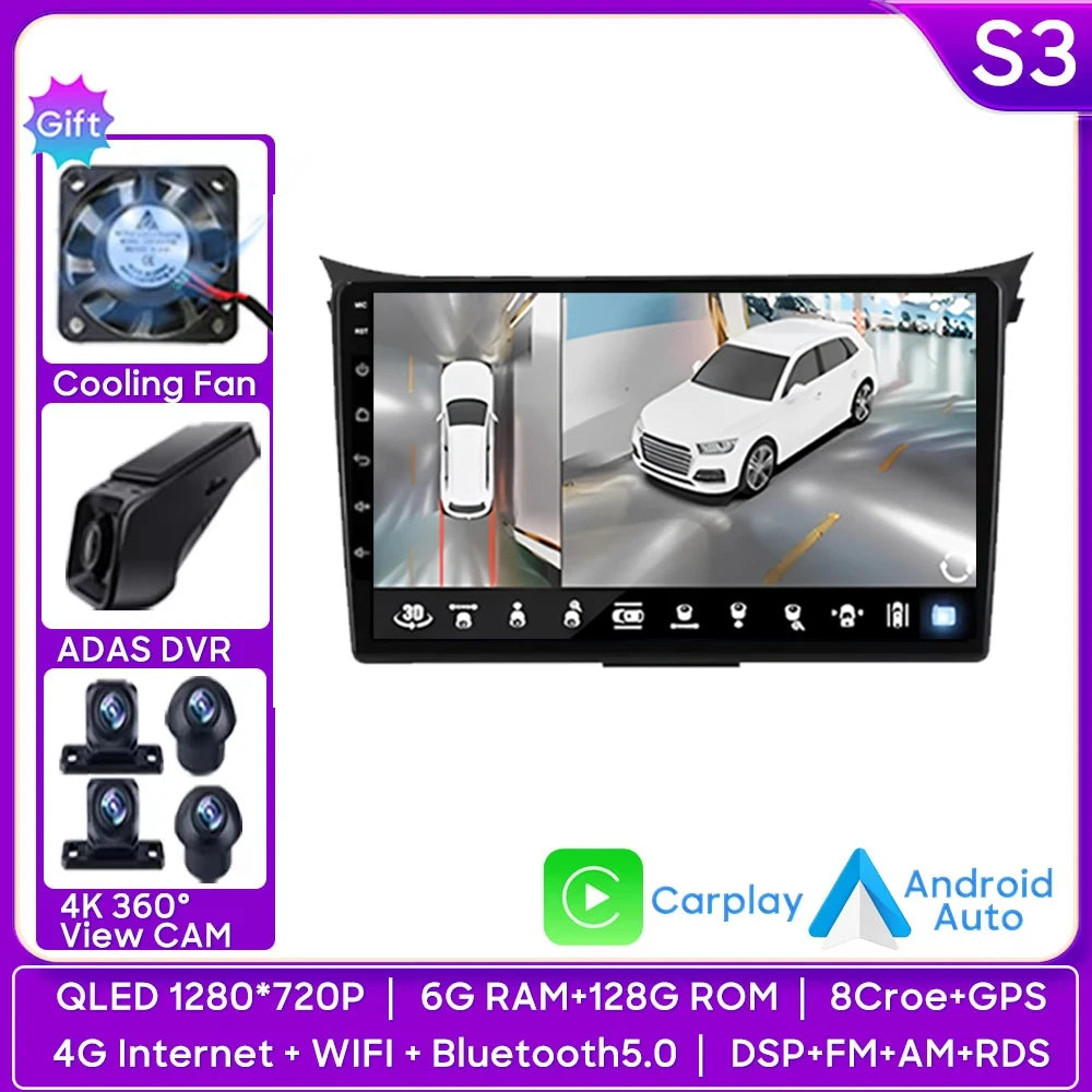 Car Radio Carplay Navigation GPS Android Auto For Hyundai I30 Elantra GT 2012 2013 2014 2015 Stereo Multimedia Player Wifi Video