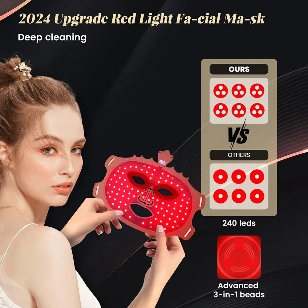 UBilli Silicone LED Face Mask 7 Colors Photon Beauty Mask Red Light Therapy Skin Care Repair Skin Brightening Wireless Use
