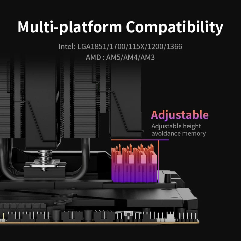 Power Train X-GAMERX MK6 dual tower radiator CPU fan ARGB digital display six copper tube desktop computer air cooling