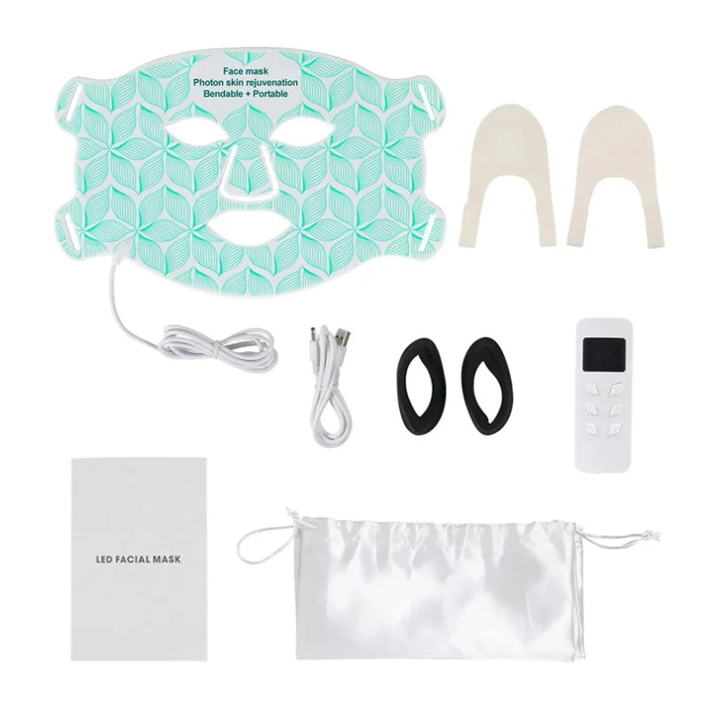 UBilli Rechargeable Led 8 Colors Red Light Therapy Silicone Face Mask Photon Rejuvenation Led Facial Mask for Skin Care Beauty