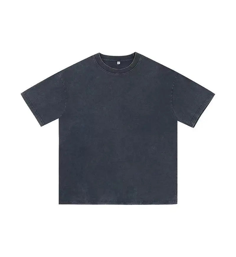 American Style Retro Heavyweight Solid Color Short Sleeved T-shirt Men Women Summer Street Trendy Washed Old Oversized Clothes