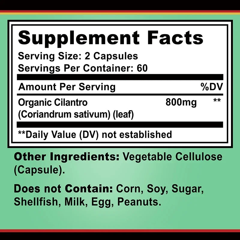 Cilantro Supplement - Rich Source of Antioxidants - Natural Cleansing & Detox Supplement