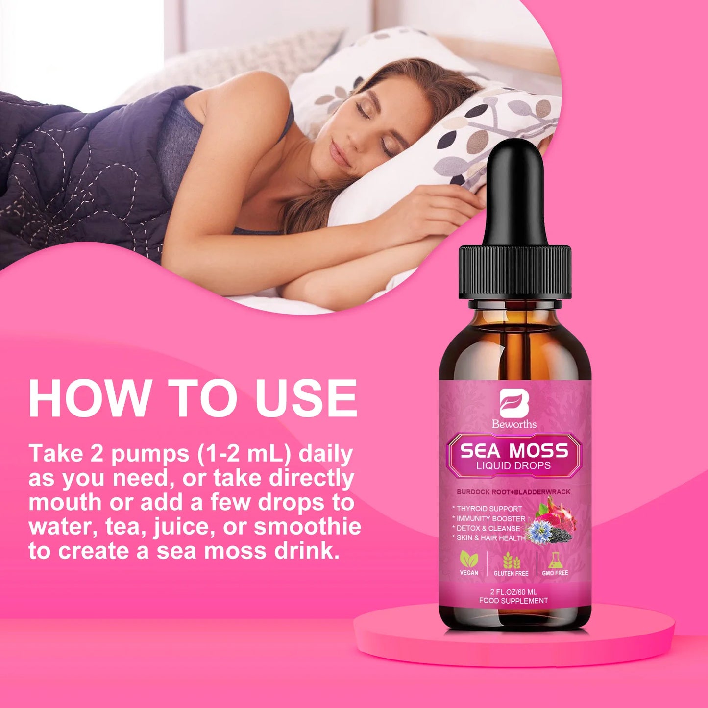 BEWORTHS Organic Black Seed Oil Sea Moss Extract Supplement Supports Immunity and Gut Digestive Health Radiant Hair & Skin