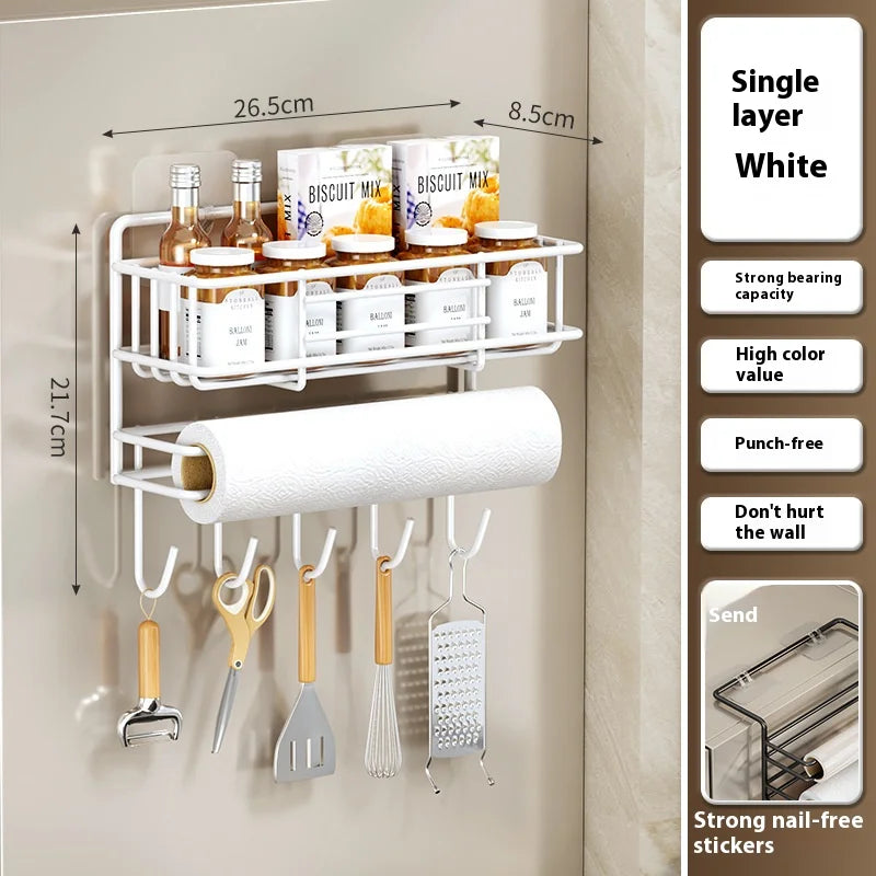 ✨ Black Metal Fridge & Spice Storage Shelf | Kitchen Organizer ✨