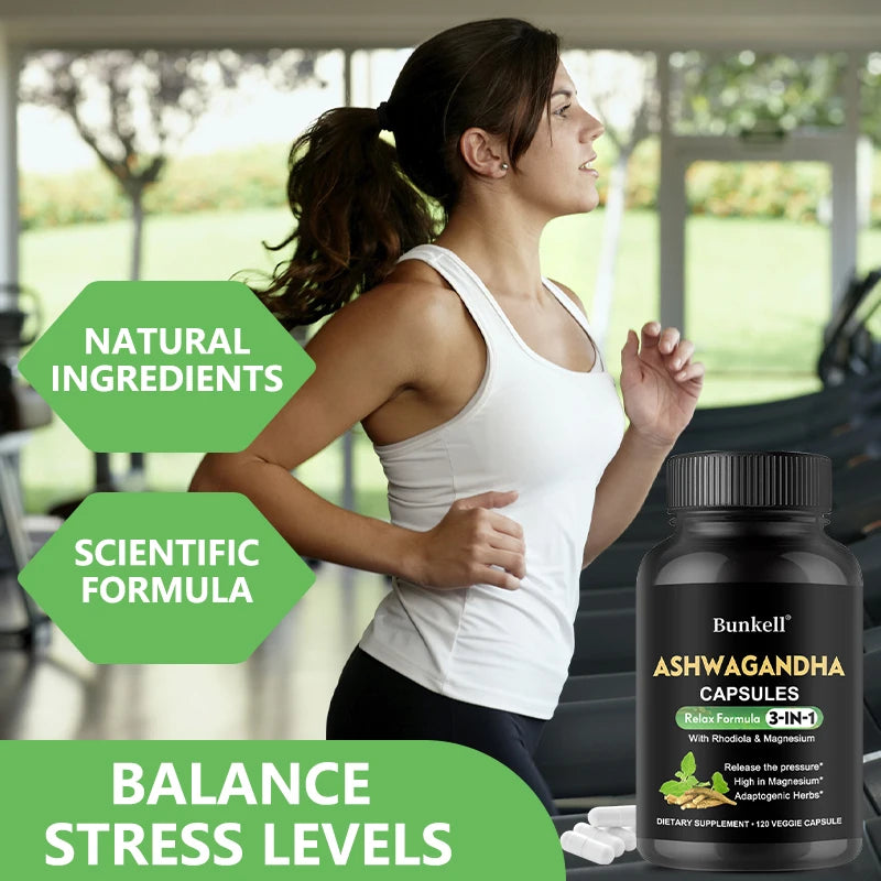 Pure Ashwagandha Root Extract Capsules With Magnesium for Natural Mood, Stress, Focus, Brain, Energy , Sleep Health Support
