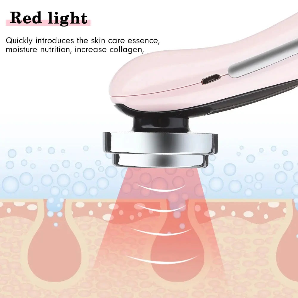 5 In 1 LED Lights Face Beauty Device Electric Massager Warm Vibration Clean Firming Lifting Eye Skin Rejuvenation Care Machine