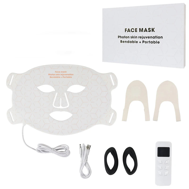 UBilli Soft Portable Led Facial Mask 4 Colors 460 590 630 850nm Infrared Red Light Photon Therapy Skin Care Face Beauty Mask