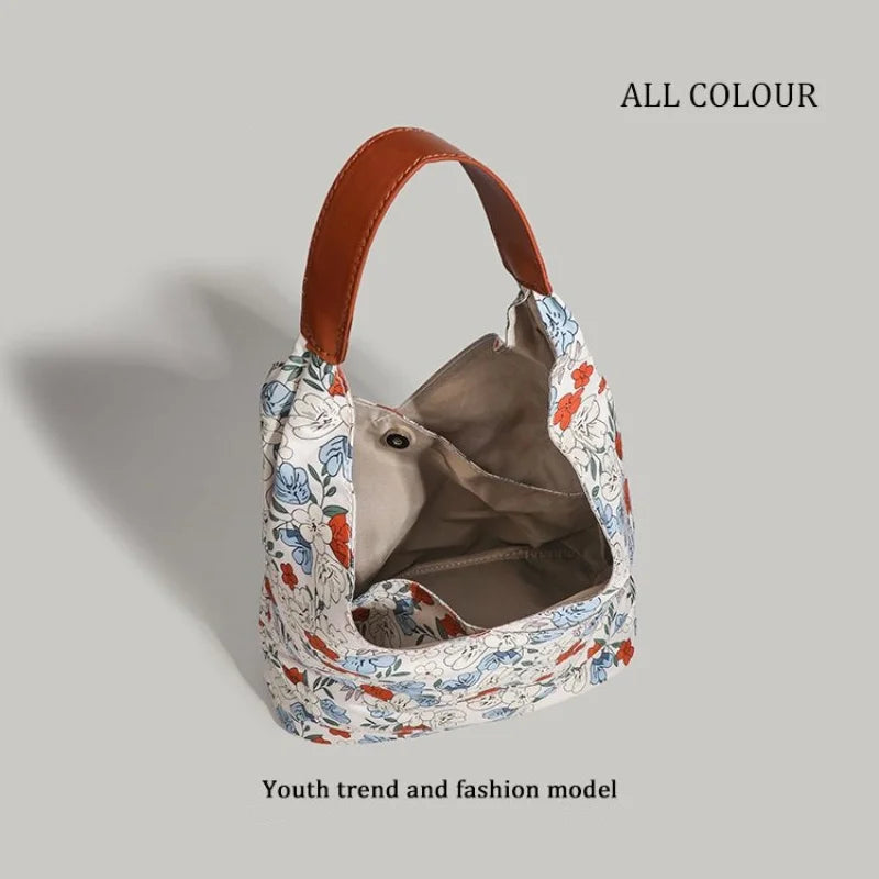 Large Capacity Floral Canvas Bags For Woman Y2K Harajuku Style Tote Bag High Street Fashion Shoulder Bag сумка bolsos