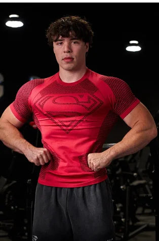 2025 New style Men's High Elastic Quick Dry Sports Shark T-Shirt Tight Workout Breathable Summer Gym Trendy Short sleev