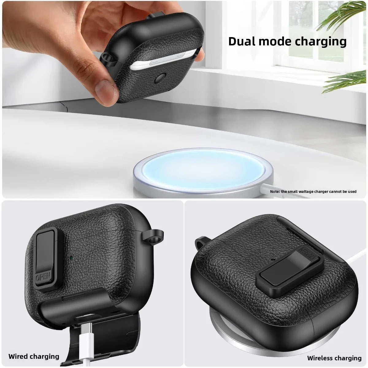 Can be used in mobile phone holders For Airpods 4 Case Shockproof Protective Cover For Airpods Pro 2nd AirPods4 Leather Bracket