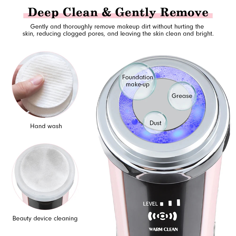5 In 1 LED Lights Face Beauty Device Electric Massager Warm Vibration Clean Firming Lifting Eye Skin Rejuvenation Care Machine