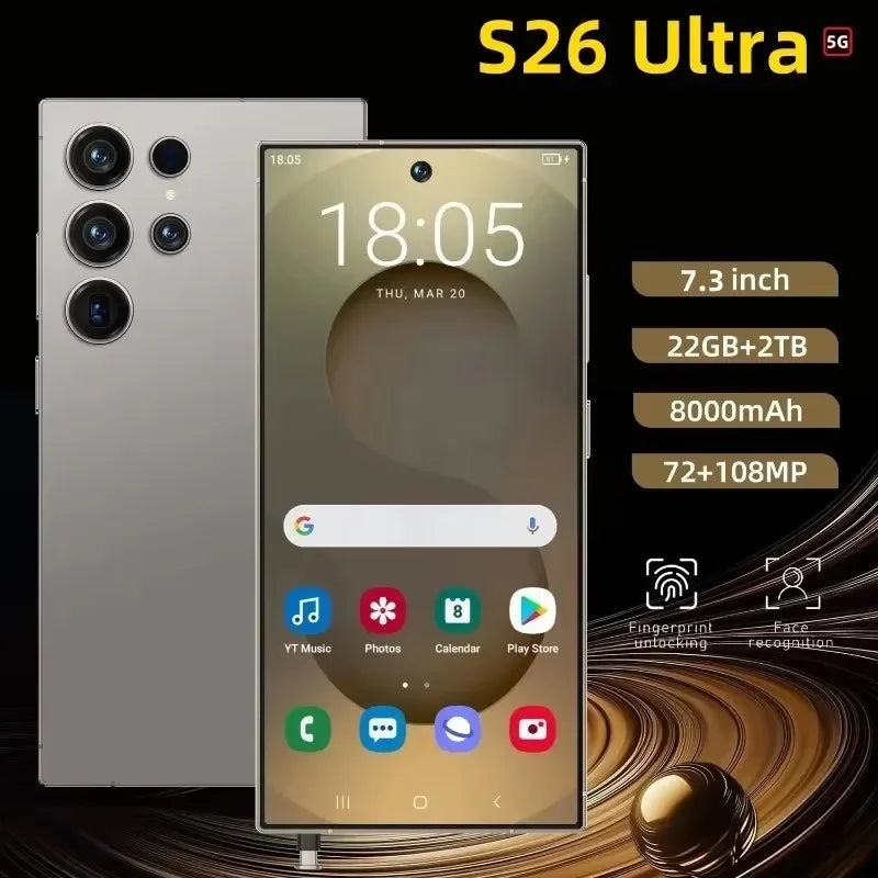 HOT 2025 new S26 Ultra original intelligent 5G dual card dual standby Android 14 system global version 8800mAh battery