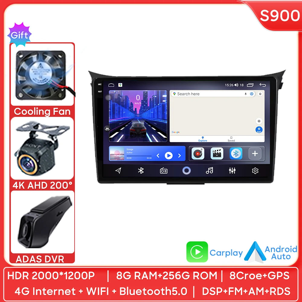 Car Radio Carplay Navigation GPS Android Auto For Hyundai I30 Elantra GT 2012 2013 2014 2015 Stereo Multimedia Player Wifi Video