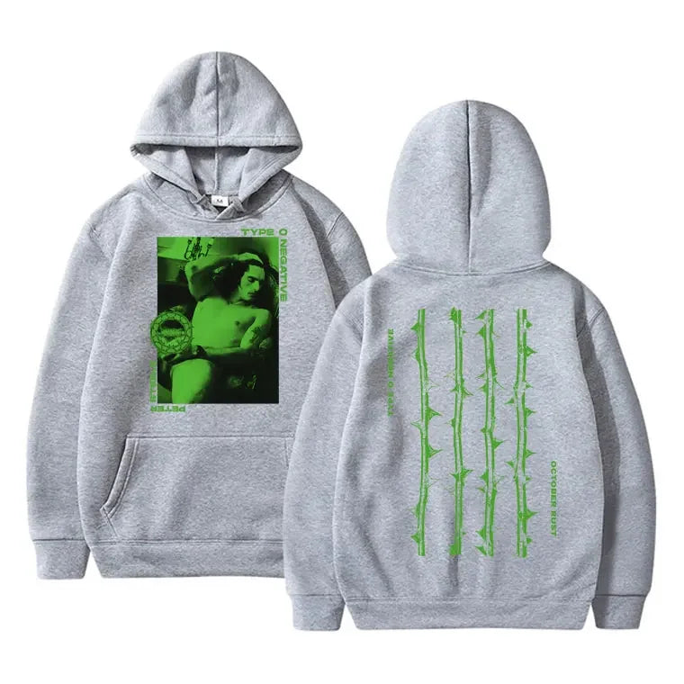 Autumn men's fashion high-quality hooded sweatshirt with thorn pattern print and retro street style hoodie clothing