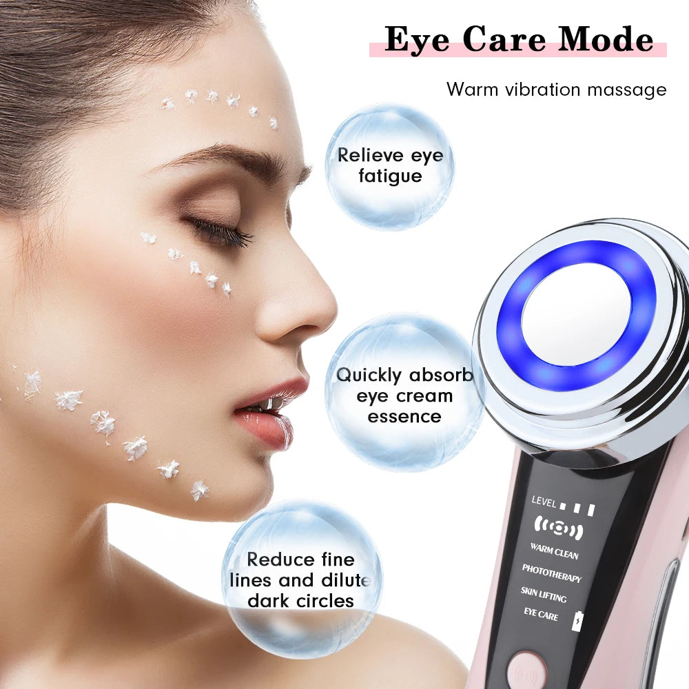 5 In 1 LED Lights Face Beauty Device Electric Massager Warm Vibration Clean Firming Lifting Eye Skin Rejuvenation Care Machine