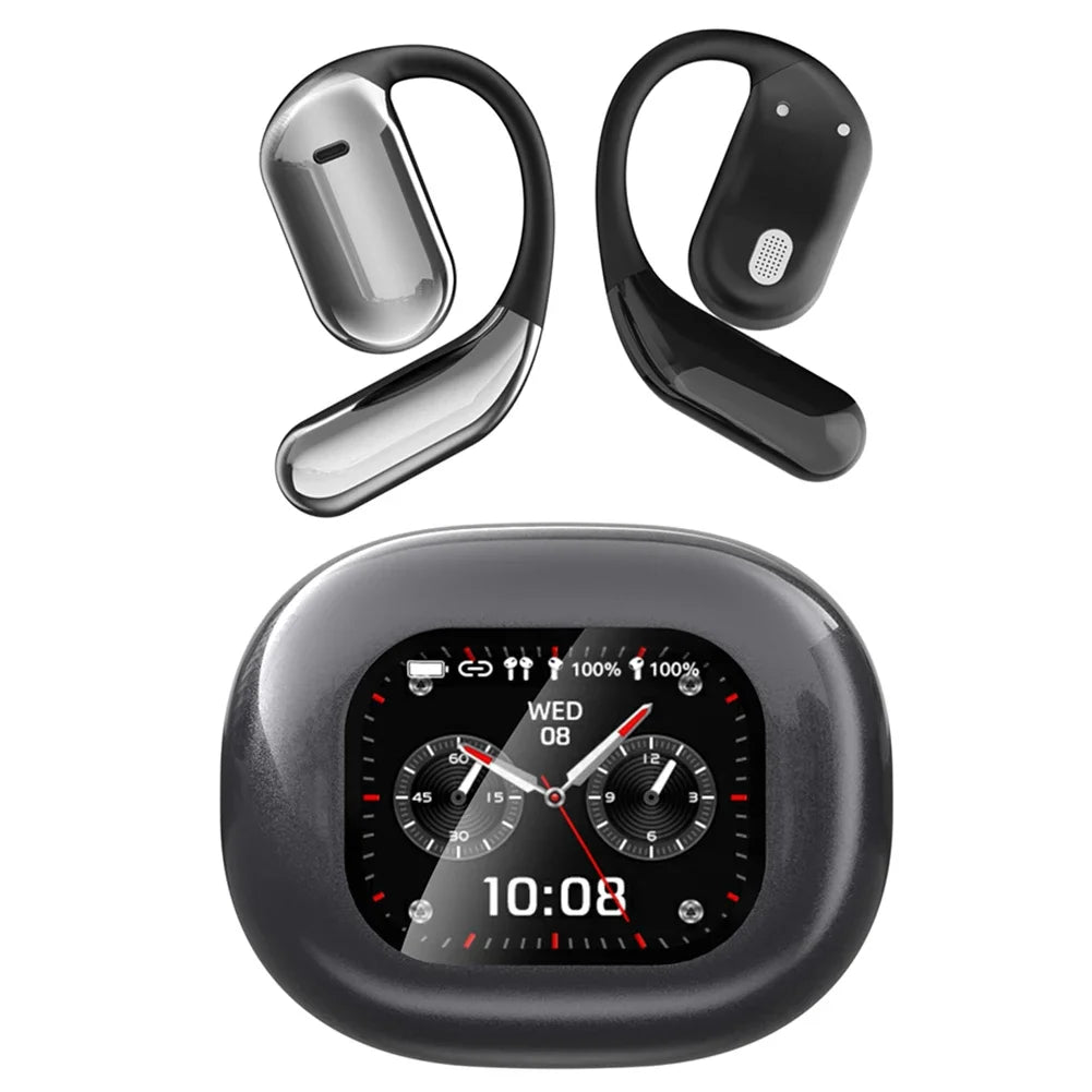 AI Translation Earphones Bluetooth-Compatible 5.4 Real Time Translator Waterproof Touch Screen Open Ear Headphones
