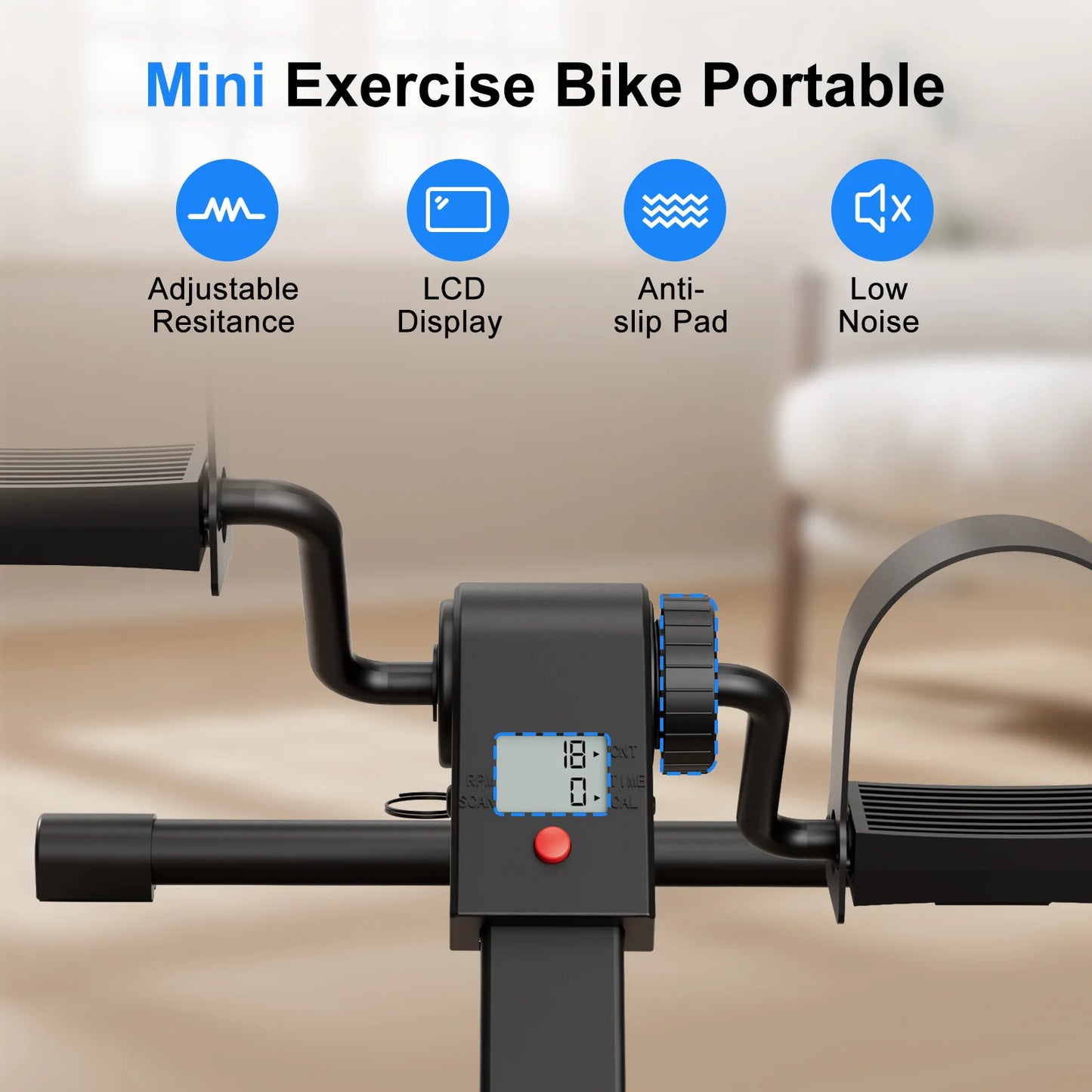 Under Desk Bike Pedal Mini Exercise Bike with Electronic Display for Indoor Leg and Arm Recovery Folding Pedal Exerciser