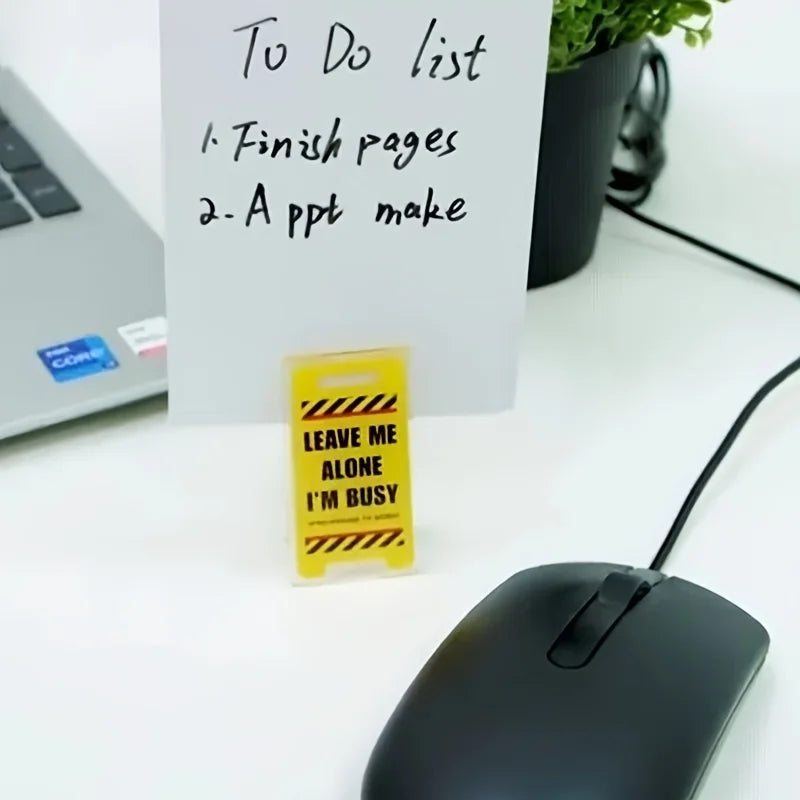 Acrylic Desk Sign "Leave Me Alone, I'm Busy" Humorous Office Decor No Electricity Needed for Coworkers Versatile Room Decor