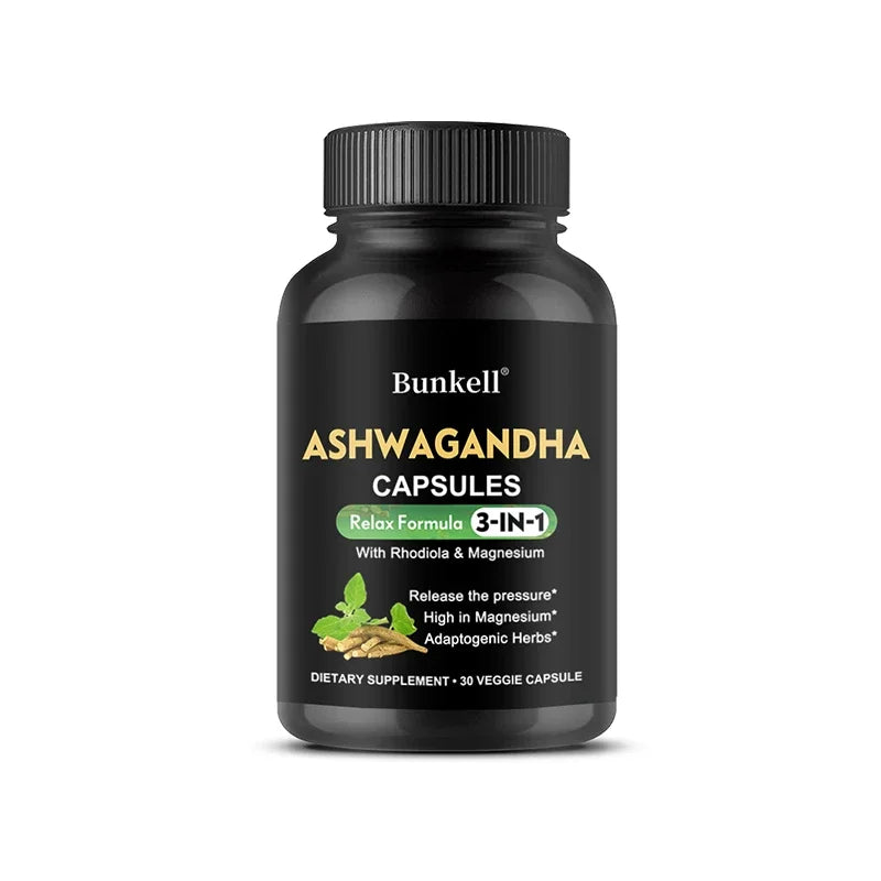 Pure Ashwagandha Root Extract Capsules With Magnesium for Natural Mood, Stress, Focus, Brain, Energy , Sleep Health Support