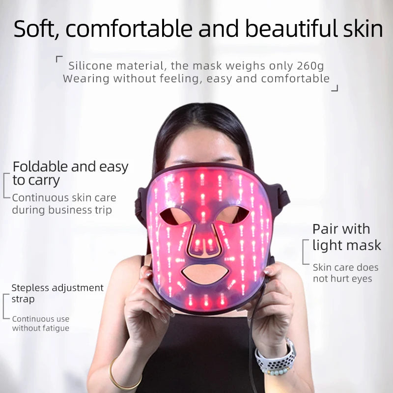 UBilli Soft Portable Led Facial Mask 4 Colors 460 590 630 850nm Infrared Red Light Photon Therapy Skin Care Face Beauty Mask