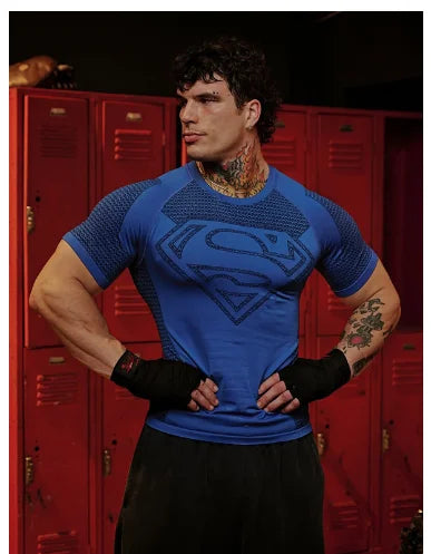 2025 New style Men's High Elastic Quick Dry Sports Shark T-Shirt Tight Workout Breathable Summer Gym Trendy Short sleev
