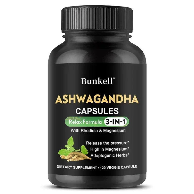 Pure Ashwagandha Root Extract Capsules With Magnesium for Natural Mood, Stress, Focus, Brain, Energy , Sleep Health Support