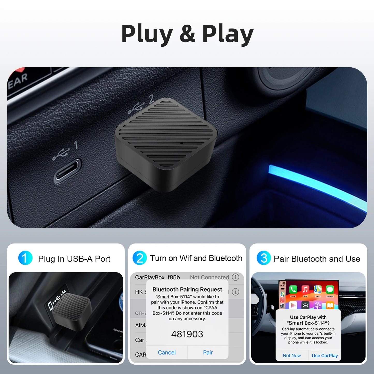 2025 NEW Mini 2in1 Wireless Adapter CarPlay & Android Auto in One Plug&Play 5G WiFi Bluetooth 5.0 USB Interface Not To Fall Off