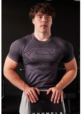 2025 New style Men's High Elastic Quick Dry Sports Shark T-Shirt Tight Workout Breathable Summer Gym Trendy Short sleev