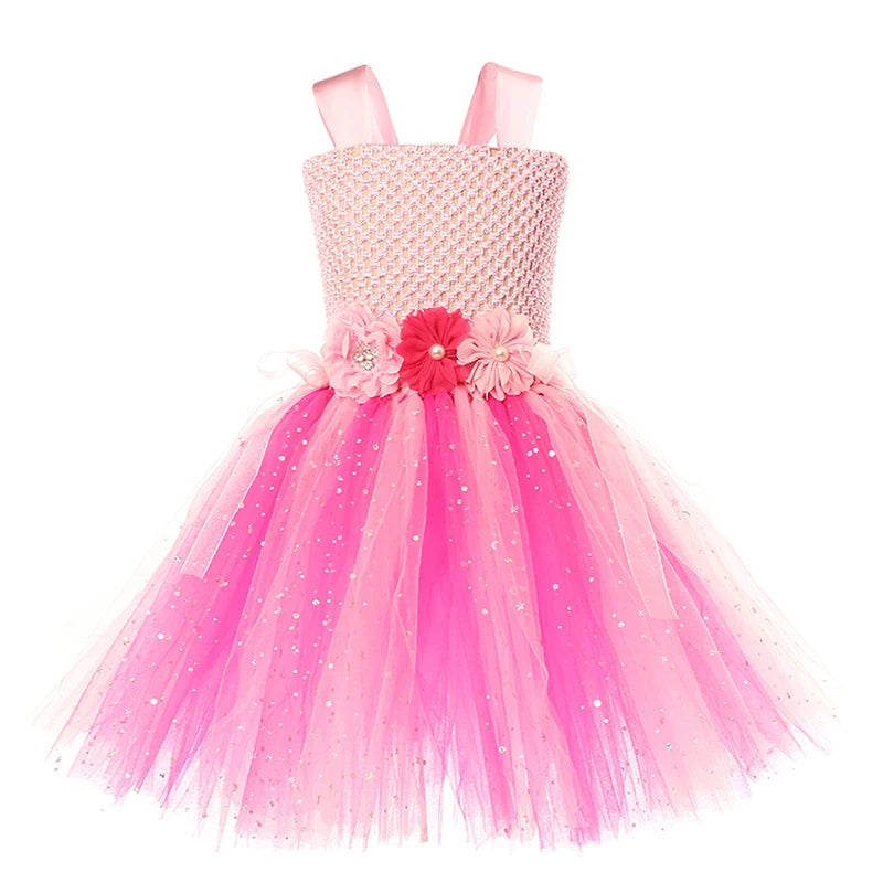 Rainbow Tutu Butterfly Fairy Dress for Girls Halloween Cosplay Elf Princess Birthday Party Dance Stage Play Performance Costume