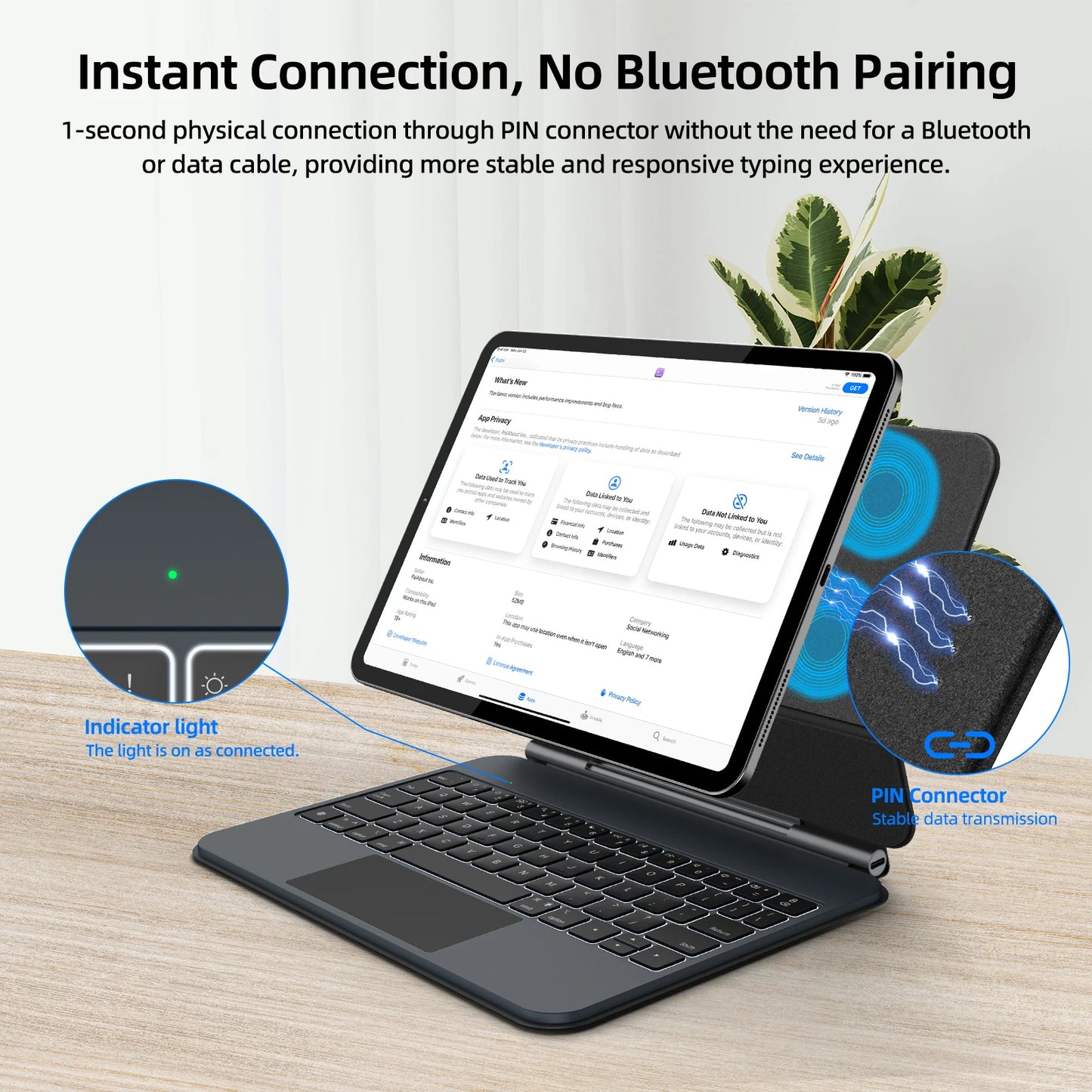 GOOJODOQ Smart Plug&Play Magic Keyboard Case for iPad Pro 11 2024 M4 iPad Air 4/5/6 Multi-touch Touchpad Smart Reverse charging