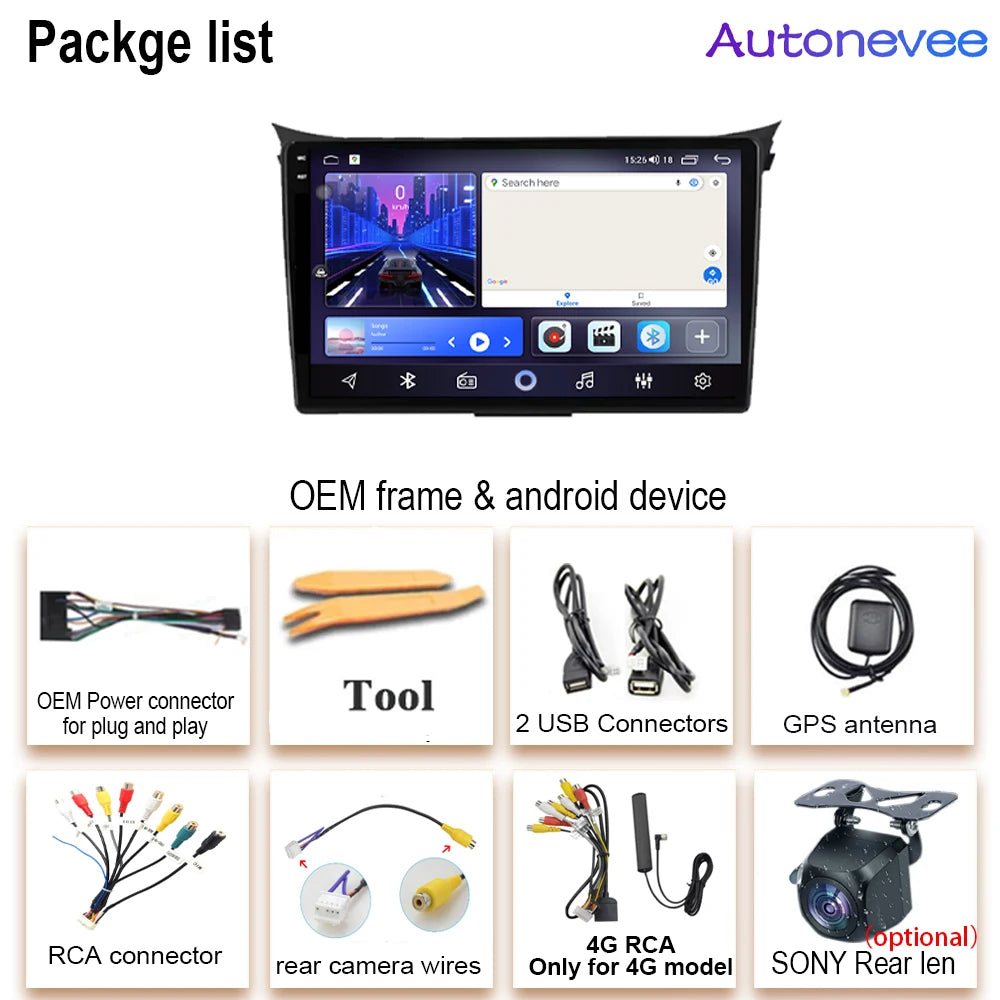 Car Radio Carplay Navigation GPS Android Auto For Hyundai I30 Elantra GT 2012 2013 2014 2015 Stereo Multimedia Player Wifi Video