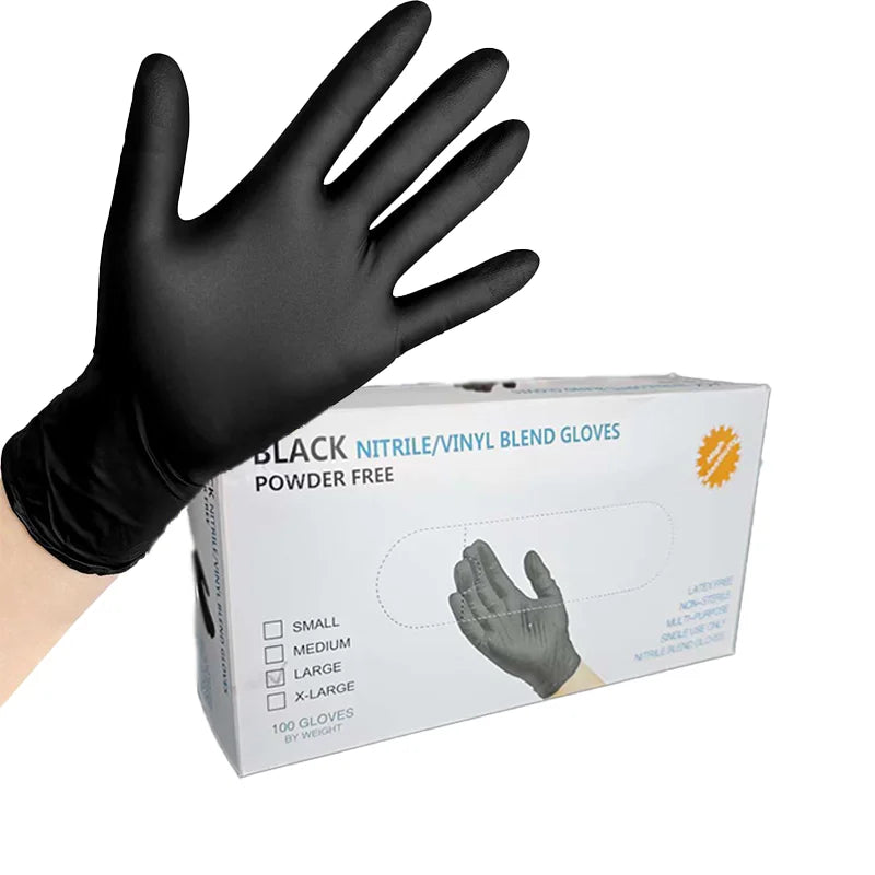 100PCS,Disposable Nitrile Black Gloves - Tear-Resistant, Durable, Ideal for Cooking, Food Handling & Dough Kneading