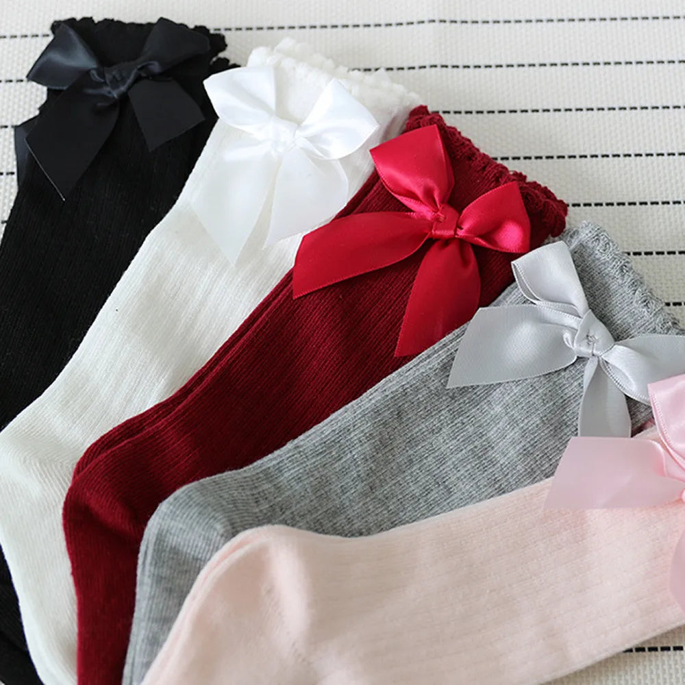 Knee High Socks Girl Long Soft Cotton Lace Baby Socks Kids Socks Meias Princess 2020 New Toddlers Girls Big Bow Children Cartoon