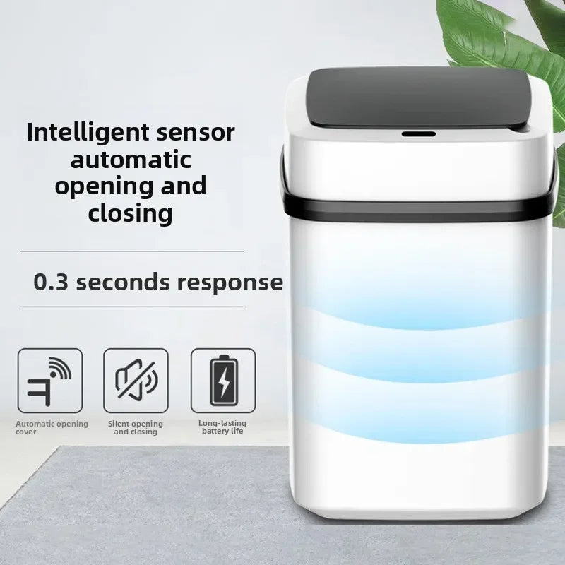 13L Smart Trash Can with Lid Sensor Toilet, Creative Fully Automatic Electric Lid Opening Trash Can for Living Room and Bathroom