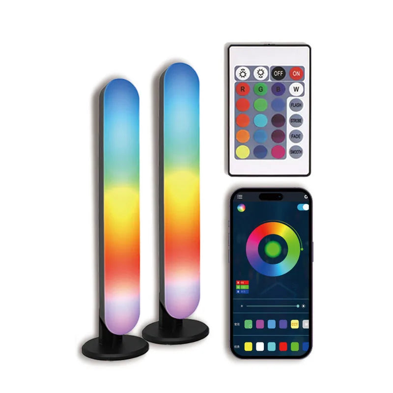 2pcs LED Night Light RGB Ambient Lights with Remote Control For Gaming TV Room Bedroom Decoration Bar Music Rhythm Symphony Lamp