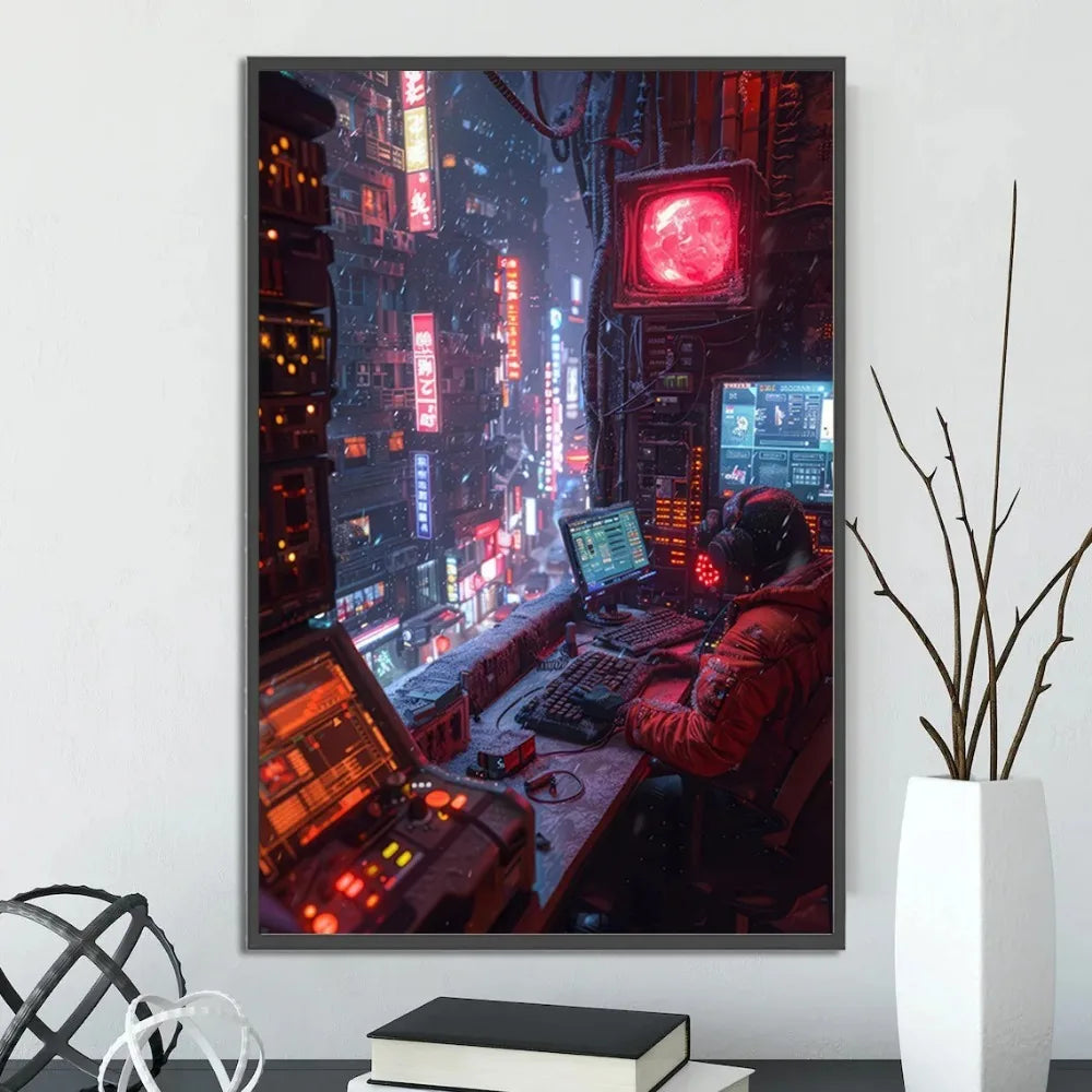 Cyberpunk City Posters Figures Home Decoration Canvas Painting Wall Arts Cartoons Computer Room